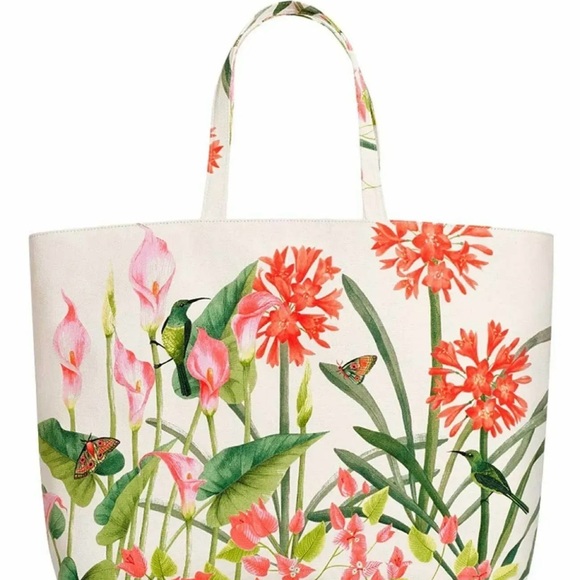NWT Estee Lauder Floral Hummingbird Print Fully Lined Tote Bag - Picture 1 of 5